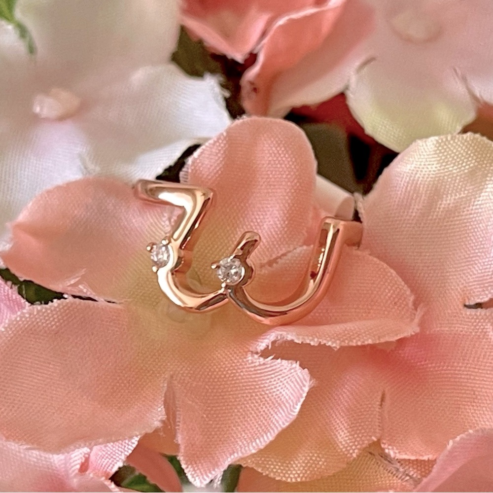 Elegant Rose Gold Breasts Ring with Diamond Accents